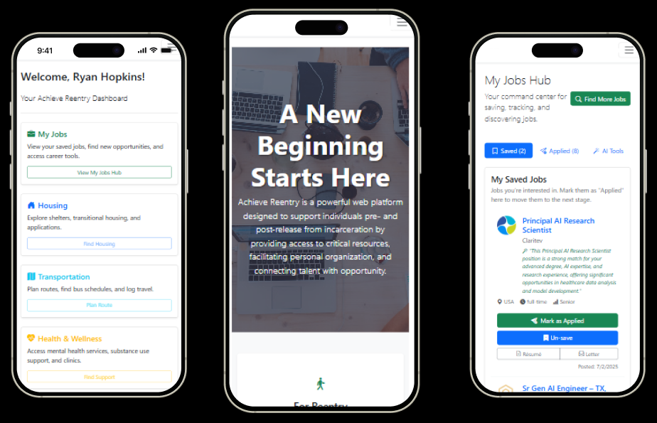 Achieve Reentry – mobile views
